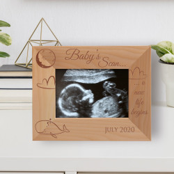 Baby's Scan... A New Life Begins Personalized Wooden Frame-5" x 3 1/2" Brown Horizontal