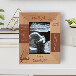 All Things Grow With Love Personalized Wooden Frame 3 1/2" x 5" Brown (Vertical)