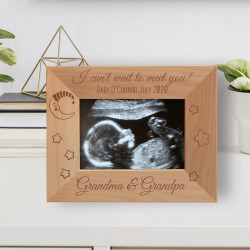 I Can't Wait To Meet You Personalized Wooden Frame-5" x 3 1/2" Brown Horizontal