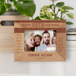 King Of My Hearth The Man Of My Dreams Personalized Wooden Frame-5" x 3 1/2" Brown Horizontal