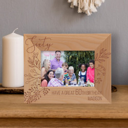 Have A Great 60th Birthday Personalized Wooden Frame-5" x 3 1/2" Brown Horizontal