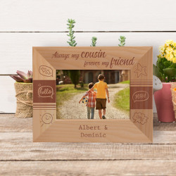 Always My Cousin Forever My Friend Personalized Wooden Frame-5" x 3 1/2" Brown Horizontal