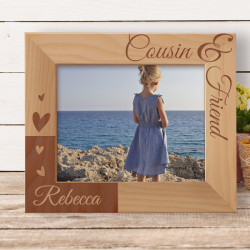 Cousin & Friend Personalized Wooden Frame-10" x 8" Brown Horizontal