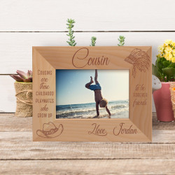 Cousins Are Those Childhood Playmates Personalized Wooden Frame-5" x 3 1/2" Brown Horizontal