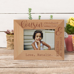 A Cousin Childhood Memories Personalized Wooden Frame-5" x 3 1/2" Brown Horizontal