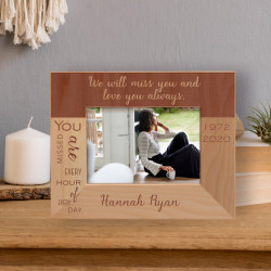 We Will Miss You And Love You Always Personalized Wooden Frame-5" x 3 1/2" Brown Horizontal