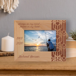Always On My Mind Forever In My Heart Personalized Wooden Frame-5" x 3 1/2" Brown Horizontal