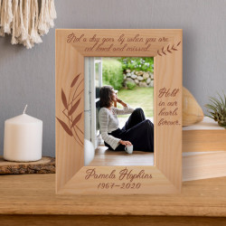 Not A Day Goes By When You Are Not Loved And Missed Personalized Wooden Frame 4" x 6" Brown (Vertical)