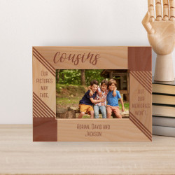 Our Pictures May Fade But Our Memories Won't Personalized Wooden Frame-5" x 3 1/2" Brown Horizontal