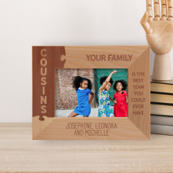 Your Family Is The Best Team You Could Ever Have Personalized Wooden Frame-5" x 3 1/2" Brown Horizontal