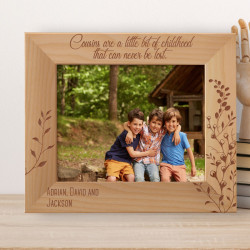 Cousins Are A Little Bit Of Childhood That Can Never Be Lost Personalized Wooden Frame-10" x 8" Brown Horizontal