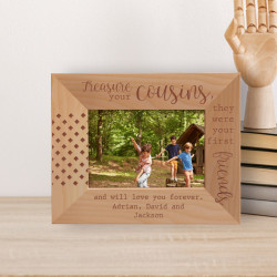 Treasure Your Cousins Personalized Wooden Frame-5" x 3 1/2" Brown Horizontal