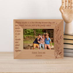 Having Cousins Is A True Blessing Because They Are Best Friends Personalized Wooden Frame-5" x 3 1/2" Brown Horizontal