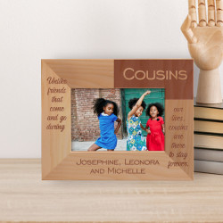 Unlike Friends That Come And Go During Our Lives, Cousins Are There To Stay Forever Personalized Wooden Frame-5" x 3 1/2" Brown Horizontal
