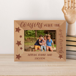 Cousins Make The Best Friends Personalized Wooden Frame-5" x 3 1/2" Brown Horizontal