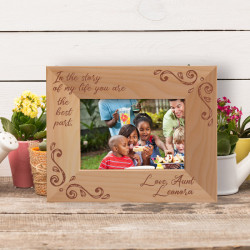 In The Story Of My Life You Are The Best Part Personalized Wooden Frame-5" x 3 1/2" Brown Horizontal