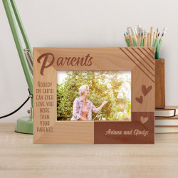 Nobody On Earth Can Ever Love You More Than Your Parents Personalized Wooden Frame-5" x 3 1/2" Brown Horizontal