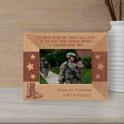 The Brave Never Die Personalized Wooden Frame-5" x 3 1/2" Brown Horizontal