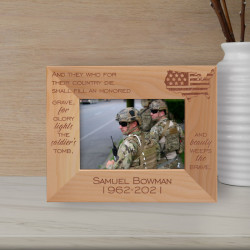 And They Who For Their Country Die Shall Fill An Honored Grave Personalized Wooden Frame-5" x 3 1/2" Brown Horizontal