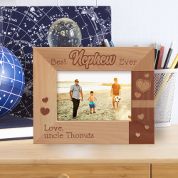 Best Nephew Ever Personalized Wooden Frame-5" x 3 1/2" Brown Horizontal