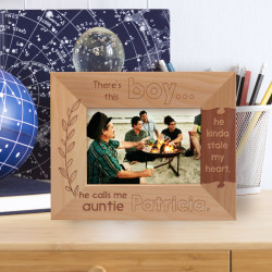 There's This Boy Personalized Wooden Frame-5" x 3 1/2" Brown Horizontal