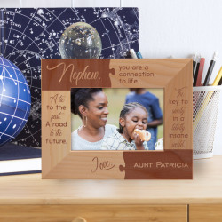 Nephew You Are A Connection To Life Personalized Wooden Frame-5" x 3 1/2" Brown Horizontal