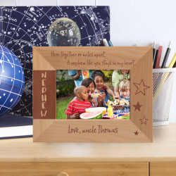 My Nephew Here Together Or Miles Apart Personalized Wooden Frame-5" x 3 1/2" Brown Horizontal