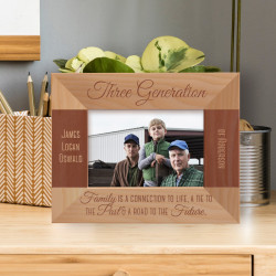 Three Generation Family Is A Connection To Life, A Tie To The Past & A Road To The Future Personalized Wooden Frame-5" x 3 1/2" Brown Horizontal