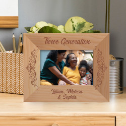 Three Generation Personalized Wooden Frame-5" x 3 1/2" Brown Horizontal