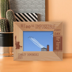 We Do The Impossible Every Day Personalized Wooden Frame-5" x 3 1/2" Brown Horizontal