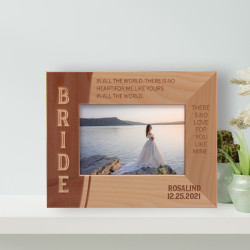 In All The World There Is No Heart For Me Like Yours Personalized Wooden Frame-5" x 3 1/2" Brown Horizontal