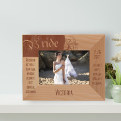 Because Of You, I Can Feel Myself Personalized Wooden Frame-5" x 3 1/2" Brown Horizontal