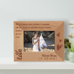 We Find Someone Whose Weirdness Is Compatible With Ours Personalized Wooden Frame-5" x 3 1/2" Brown Horizontal