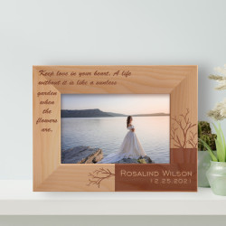 Keep Love In Your Heart Personalized Wooden Frame-6" x 4" Brown Horizontal