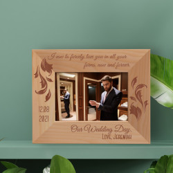 I Vow To Fiercely Love You In All Your Forms, Now And Forever Personalized Wooden Frame-5" x 3 1/2" Brown Horizontal