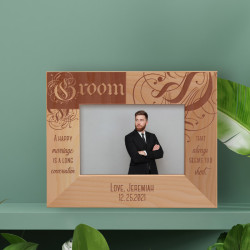 A Happy Marriage Is A Long Conversation Personalized Wooden Frame-5" x 3 1/2" Brown Horizontal