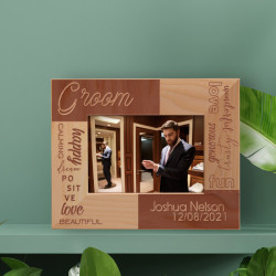 Groom Personalized Wooden Frame-5" x 3 1/2" Brown Horizontal