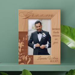 Happiness Looks Gorgeous On You Personalized Wooden Frame 4" x 6" Brown (Vertical)