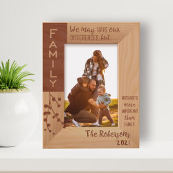 Nothing's More Important Than Family Personalized Wooden Frame 4" x 6" Brown (Vertical)