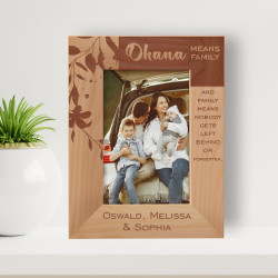 And Family Means Nobody Gets Left Behind Or Forgotten Personalized Wooden Frame 4" x 6" Brown (Vertical)
