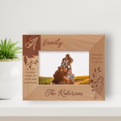 A Family Is The Purest Form Of Love Personalized Wooden Frame-5" x 3 1/2" Brown Horizontal