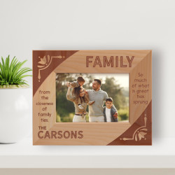 So Much Of What Is Great Has Sprung From The Closeness Of Family Ties Personalized Wooden Frame-5" x 3 1/2" Brown Horizontal