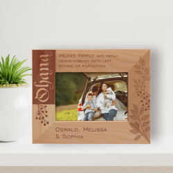 Family Means Nobody Gets Left Behind Or Forgotten Personalized Wooden Frame-5" x 3 1/2" Brown Horizontal