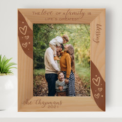 The Love Of A Family Is Life's Greatest Blessing Personalized Wooden Frame 8" x 10" Brown (Vertical)
