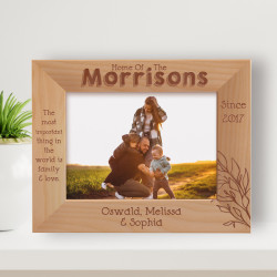 The Most Important Thing In The World Is Family & Love Personalized Wooden Frame-7" x 5" Brown Horizontal