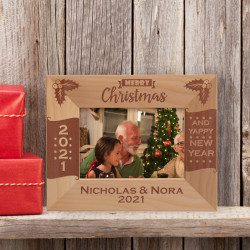 Merry Christmas And Yappy New Year Personalized Wooden Frame