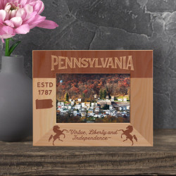Pennsylvania Personalized Wooden Frame-5" x 3 1/2" Brown Horizontal