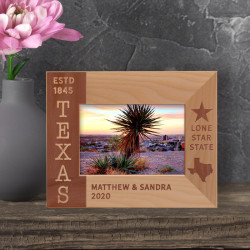Texas Personalized Wooden Frame-5" x 3 1/2" Brown Horizontal