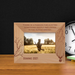 There Is A Passion For Hunting Personalized Wooden Frame-5" x 3 1/2" Brown Horizontal