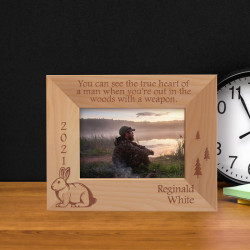 Hunting You Can See The True Heart Personalized Wooden Frame-5" x 3 1/2" Brown Horizontal
